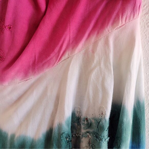 NWT Vintage L.S.I. Beaded Embroidered Tie Dye Corset Tank 2X Ombre Y2K Fairycore - Picture 10 of 11